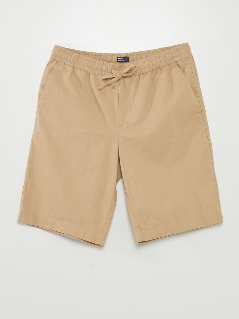 Bermuda chino large avec lin - Beige