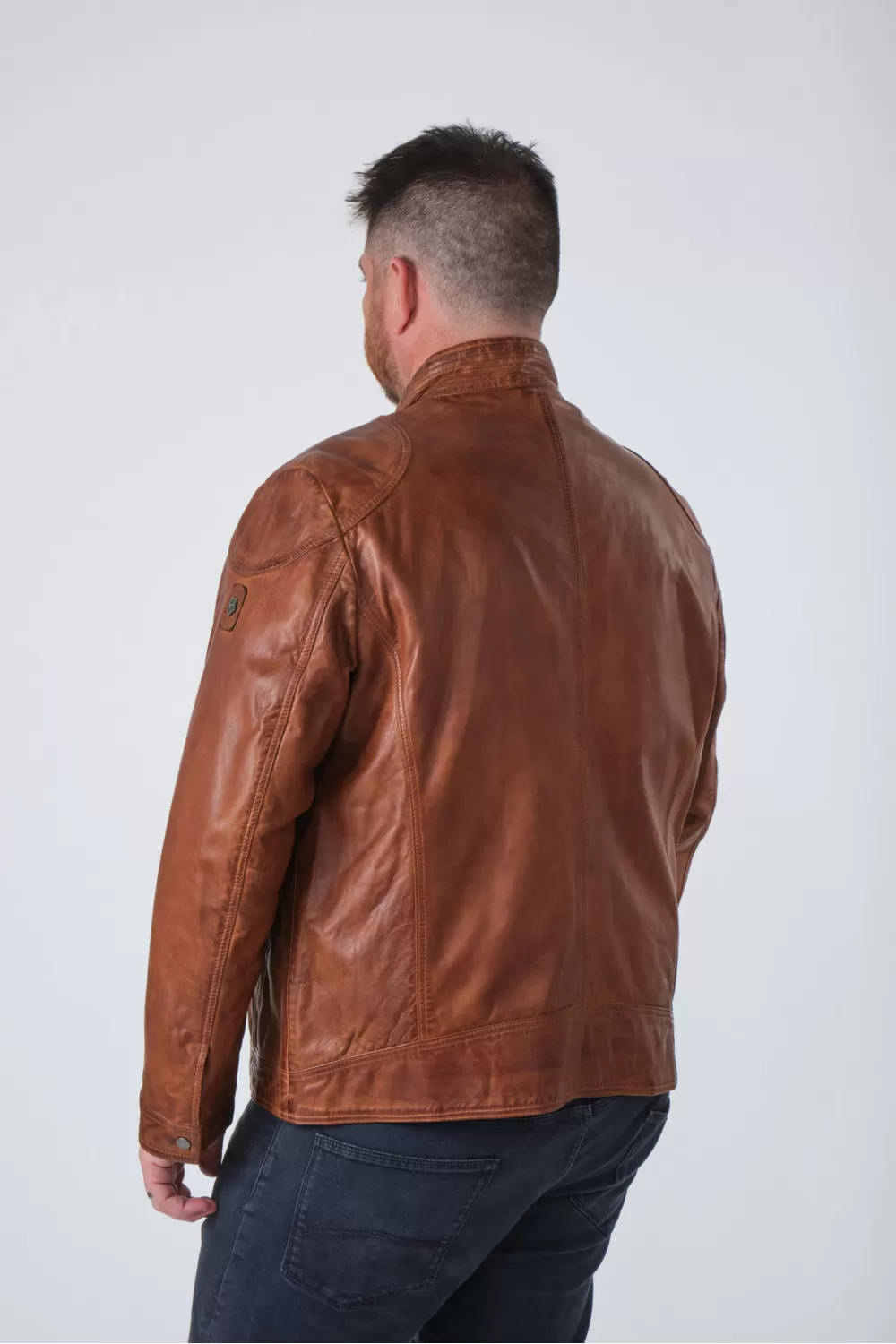 Blouson cuir agneau patiné cognac, Milestone - KARL Cognac | Cesare Nori
