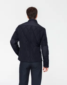 Blouson surchemise bi-matiere marine