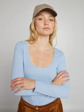 Body en maille côtelé - Bleu