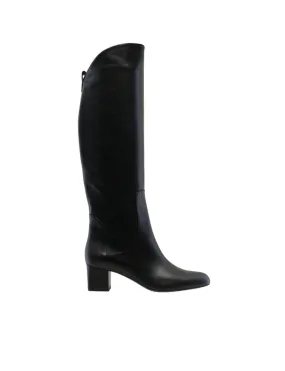 Bottes à talons noires en cuir