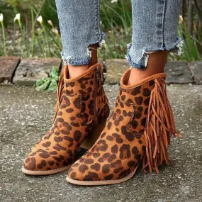 Bottines Léopard à Franges