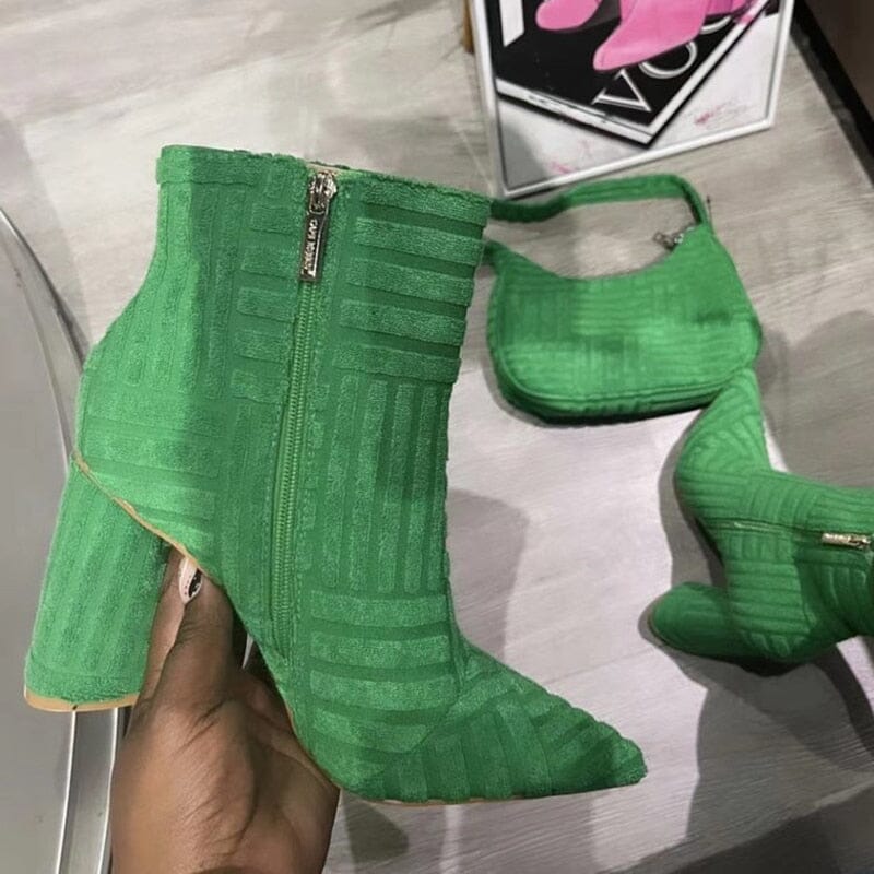Bottines Orange à bout pointu pour femme, chaussures chevilles à talons hauts et fermeture éclair sur l'intérieur, mode automne 
