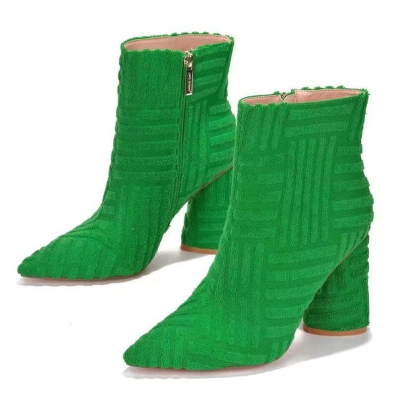 Bottines Orange à bout pointu pour femme, chaussures chevilles à talons hauts et fermeture éclair sur l'intérieur, mode automne 