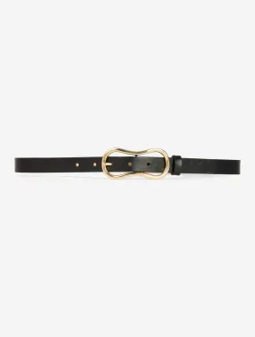 Ceinture fine en cuir noir
