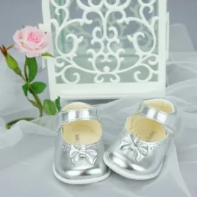 Chaussures cérémonie bébé fille gris argent Ref.162