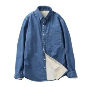 Chemise en jeans avec doublure fourrure intérieure pour homme