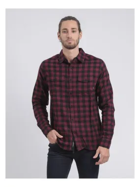 Chemise manches longues carreaux TOMALAX - Bordeaux