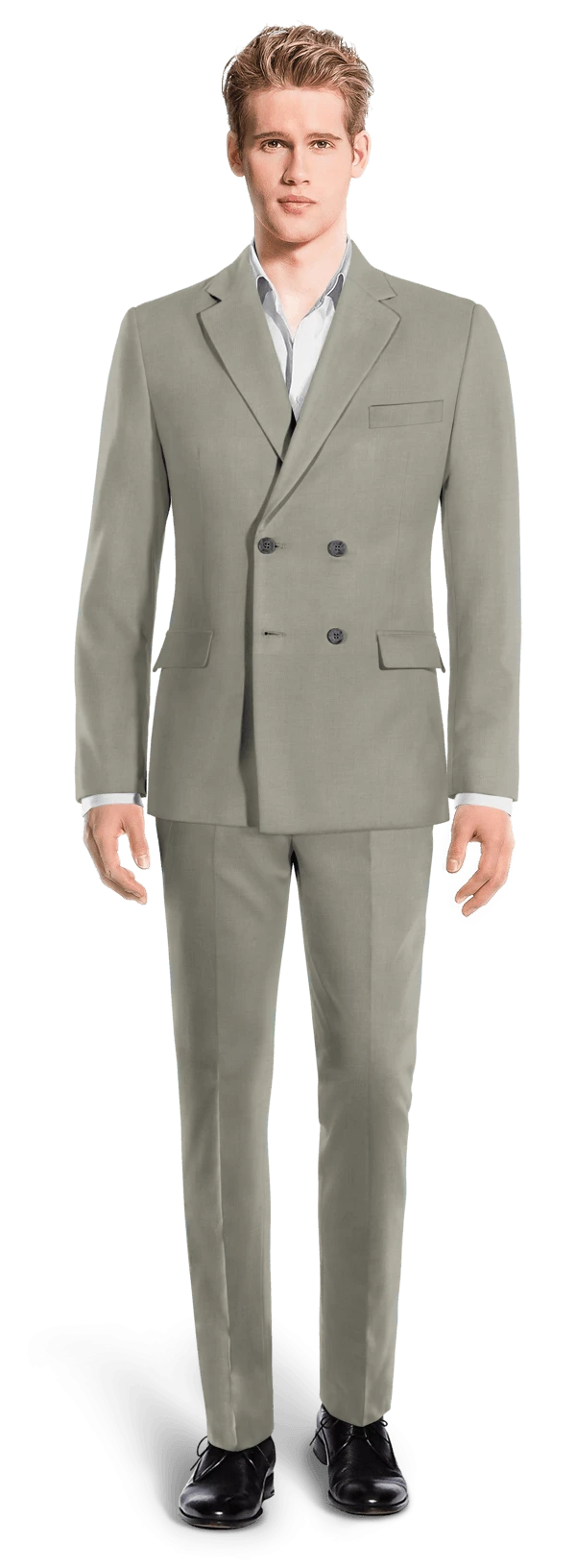 Costume croisée gris stretch