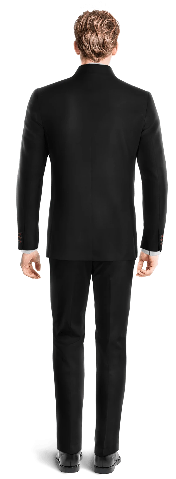Costume homme col mandarin noir stretch