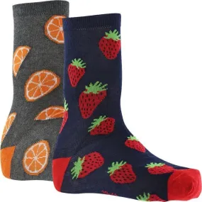 CRAZYSOCKS 2 paires Chaussettes Homme Bio FRAISE ORANGE Gris Mar