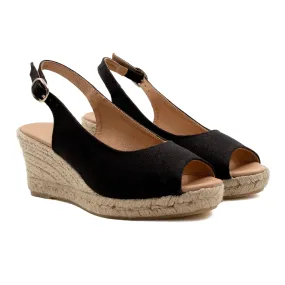 Espadrilles slingback recyclées noires
