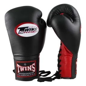 Gants de boxe à lacets Twins BGLL-1 - Noir/Rouge