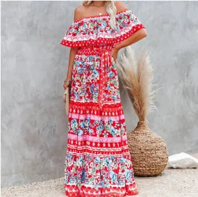 Hippie Robe Longue Fleurie Bohème