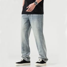 Jean ample à jambes larges style rétro délavé pour homme