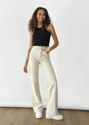 Jean flare beige - éco-responsable