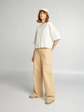 Jean wide-leg à taille haute - Beige