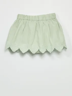 Jupe avec broderie anglaise - Vert