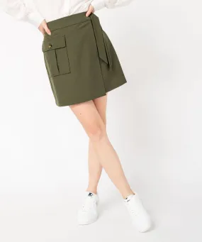 jupe courte portefeuille a poche femme vert jupes