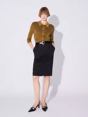 Jupe crayon en satin de coton stretch noire