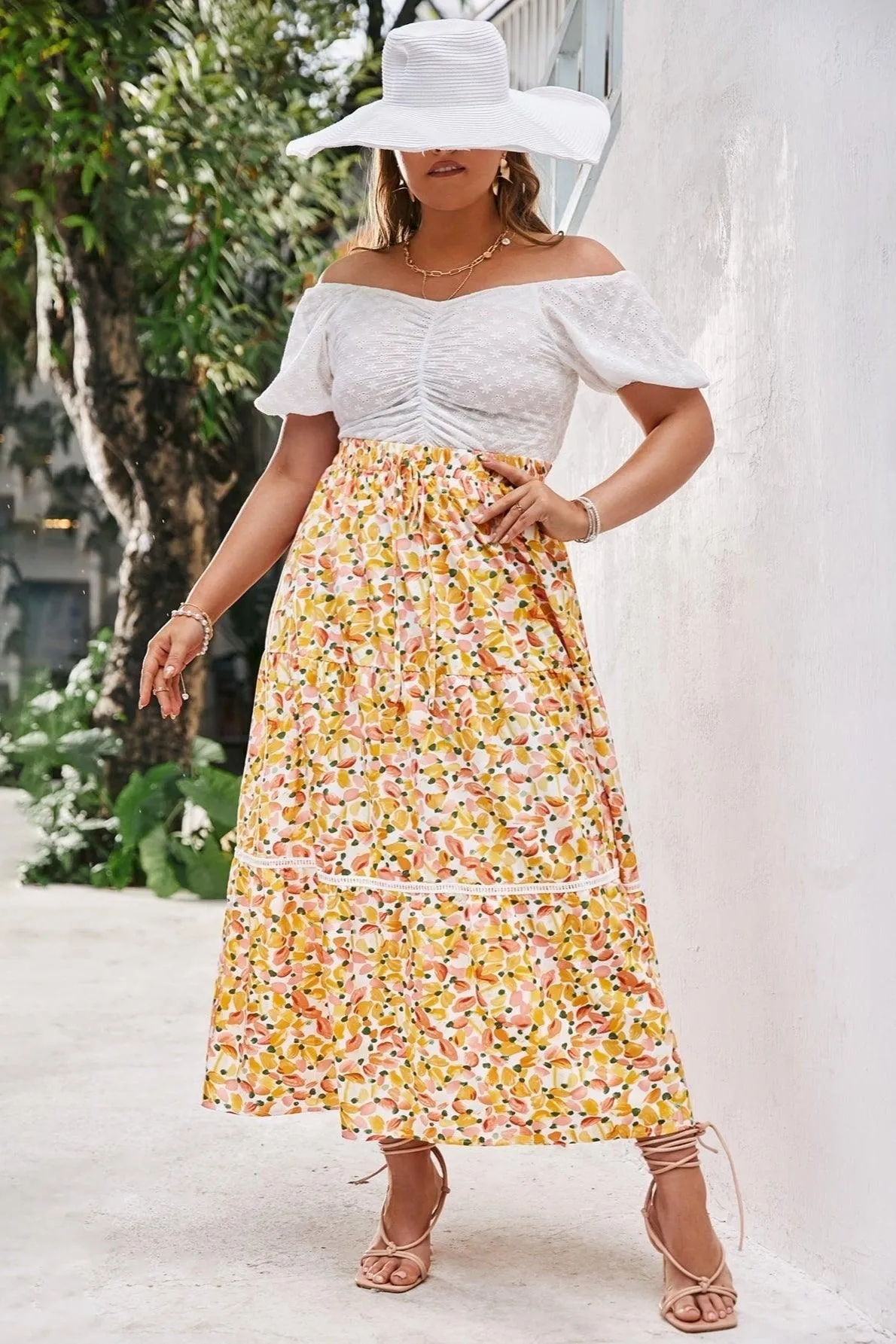 Jupe Maxi Bohème Jaune Plus Size