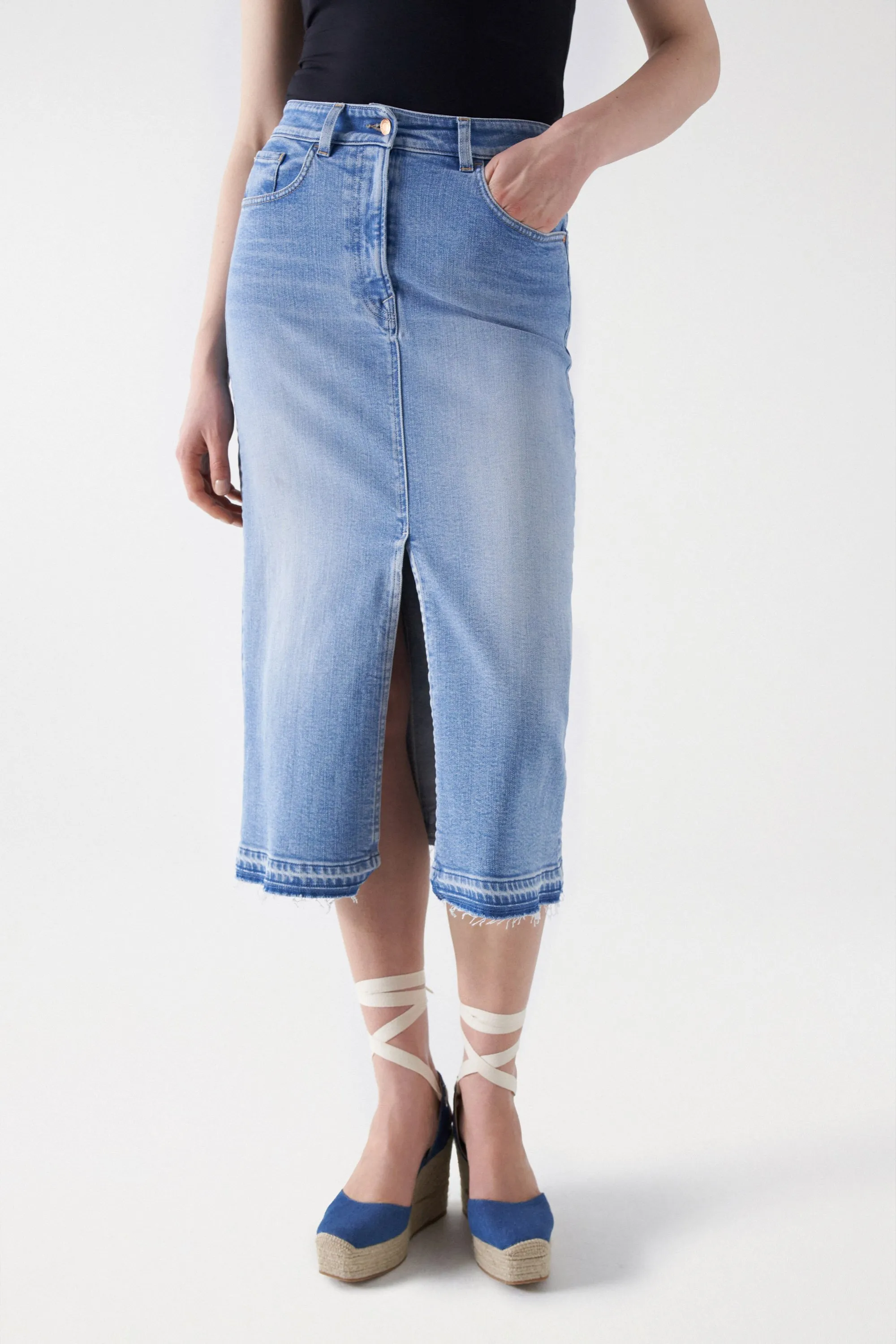 JUPE TRUE MIDI EN DENIM