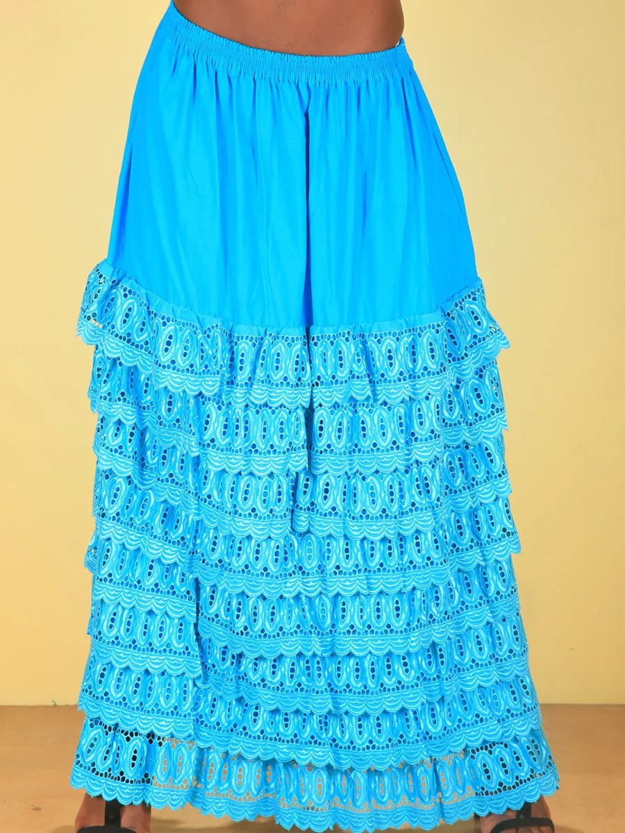 Jupon Broderie Caresse Bleu Turquoise