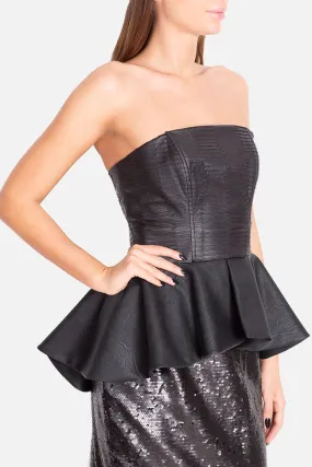 LOOMY Top en cuir écologique avec péplum