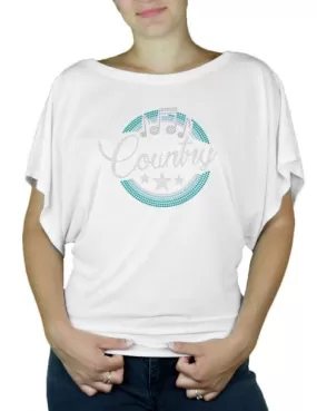 Macaron Country Turquoise - T-shirt femme Manches Papillon