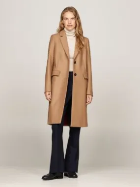 Manteau droit avec cachemire | Marron | Tommy Hilfiger