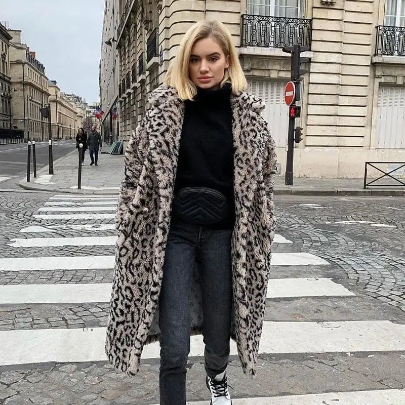 Manteau Fausse Fourrure Léopard