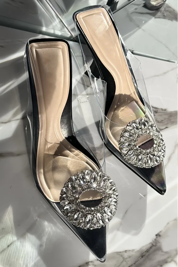 Mules noir à talons