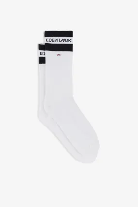 Paire de chaussettes blanches siglées Eden Park en coton stretch