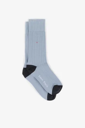 Paire de chaussettes côtelées ciel en coton stretch