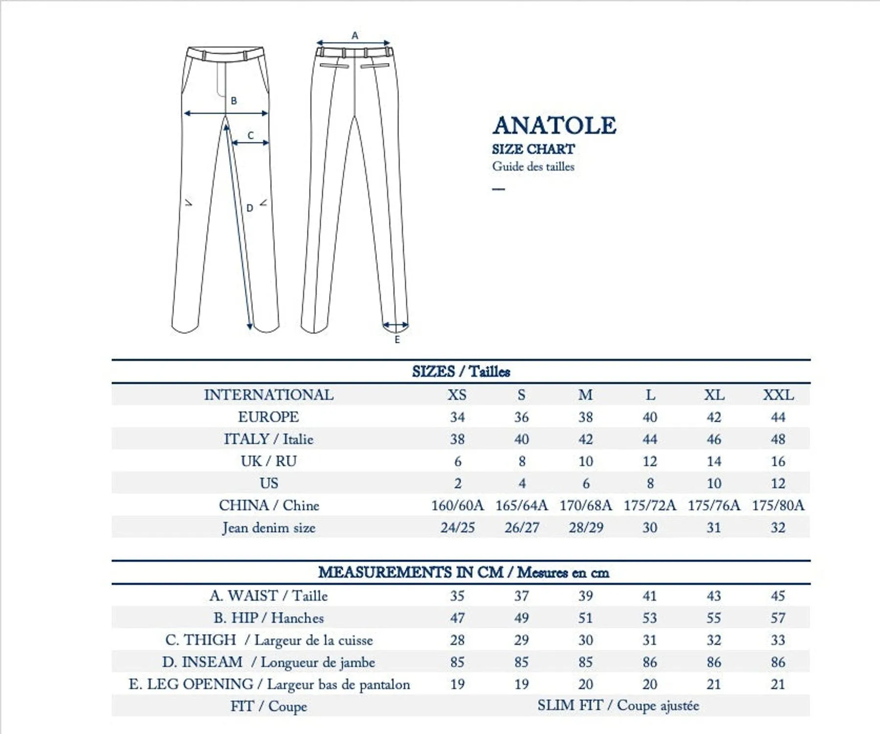 Pantalon Anatole rayé laine bleu marine