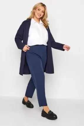 Pantalon Bleu Marine Taille Haute Coupe Droite