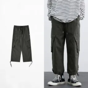 Pantalon cargo en coton baggy avec grandes poches cheville élastique hip hop