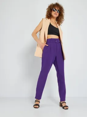 Pantalon carotte avec ceinture - Violet
