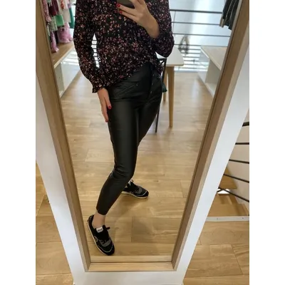 Pantalon skinny à pressions en similicuir - Noir - IKKS