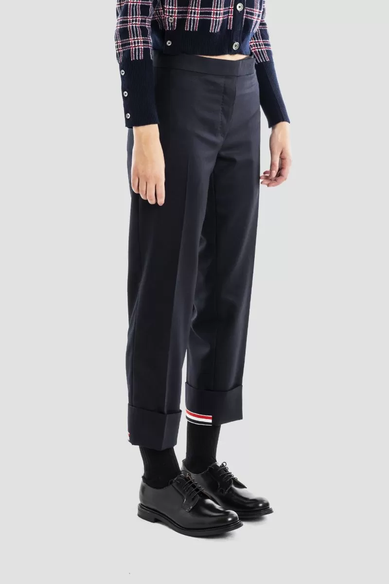 Pantalon taille basse en laine