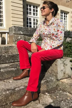 Pantalon velours côtelé femme rouge