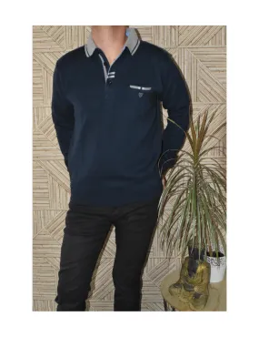 Polo  manches longues Navy / Grey