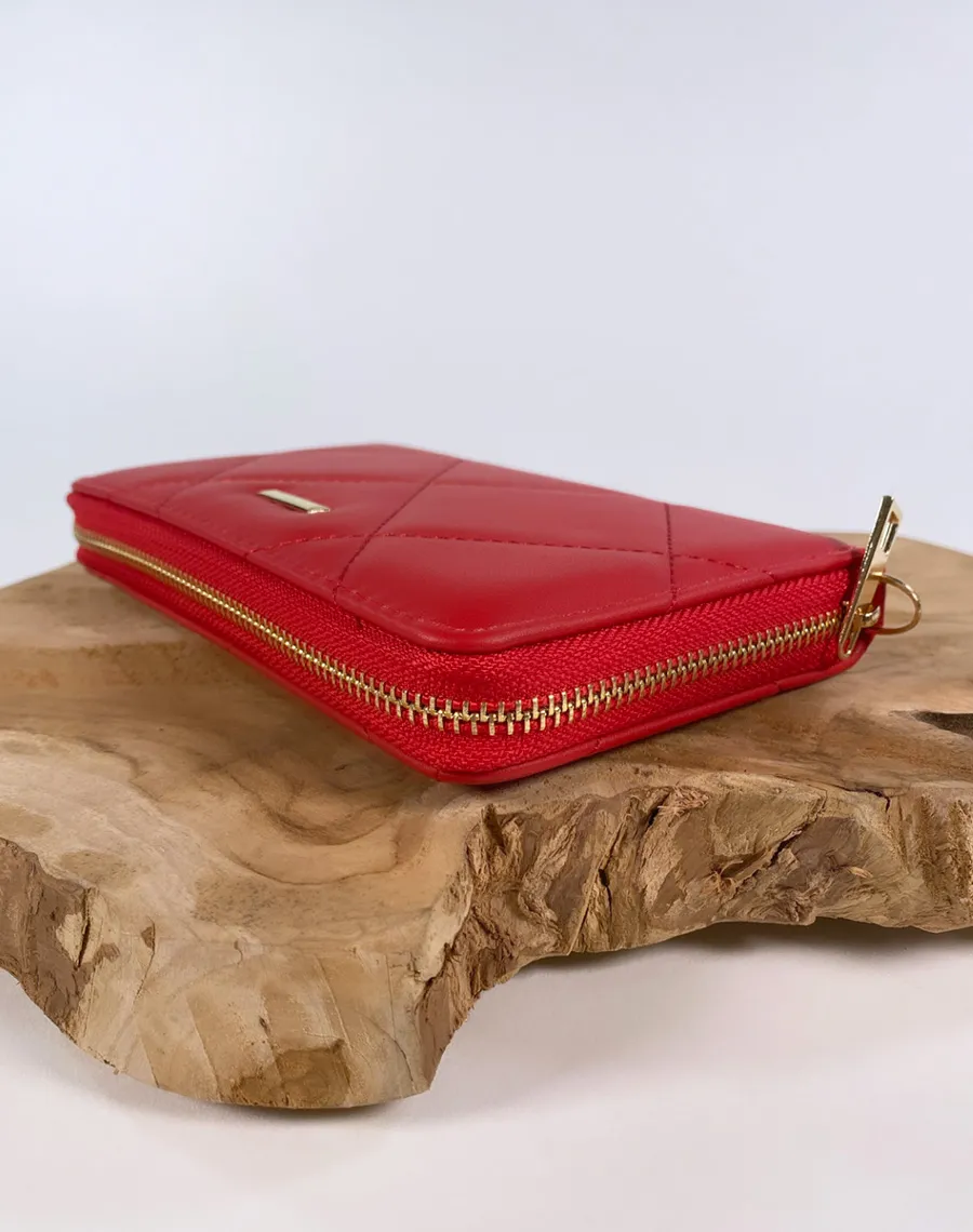 Portefeuille rouge matelassé