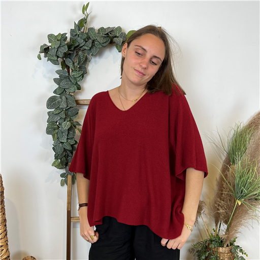 Pull Croptop Loose Bordeaux - Bleu Clair
