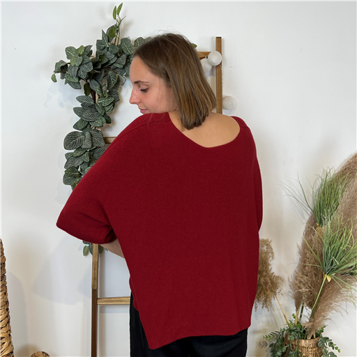 Pull Croptop Loose Bordeaux - Bleu Clair