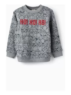 Pull en coton pour garçon 'Ho! Ho! Ho!'   NOËL - Gris