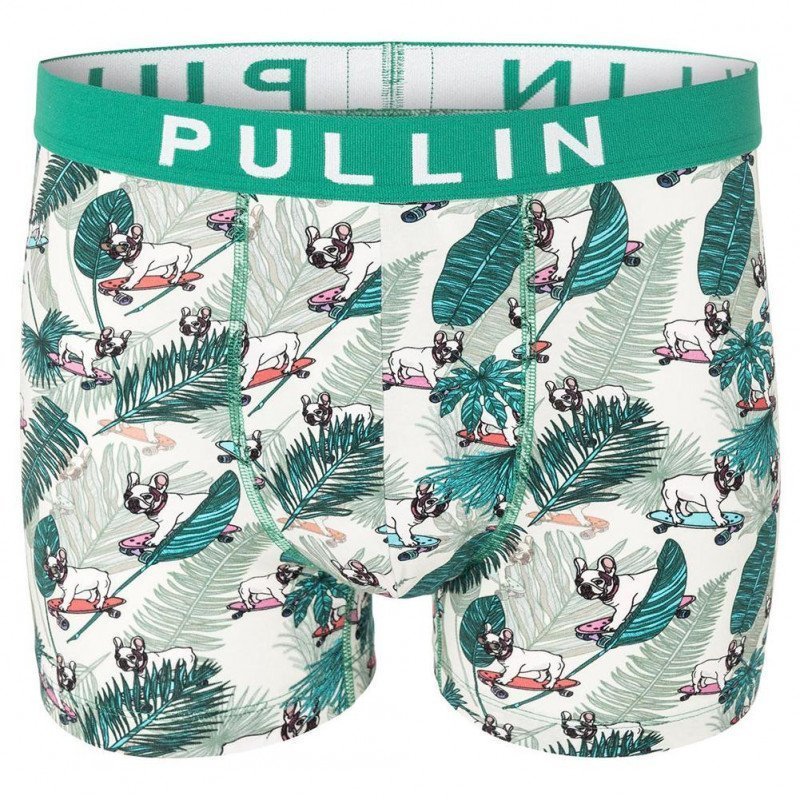 PULL IN Boxer Homme Coton Bio MASFRENCHBULLDOG Blanc Vert