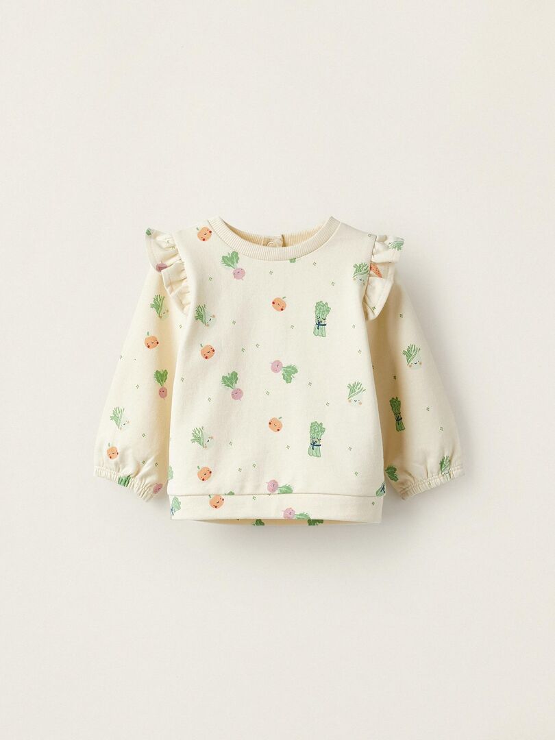 Pull à manches longues pour bébé fille 'Légumes'  NATURE TAKEOVER - Beige clair