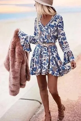 Robe bohème chic bleu