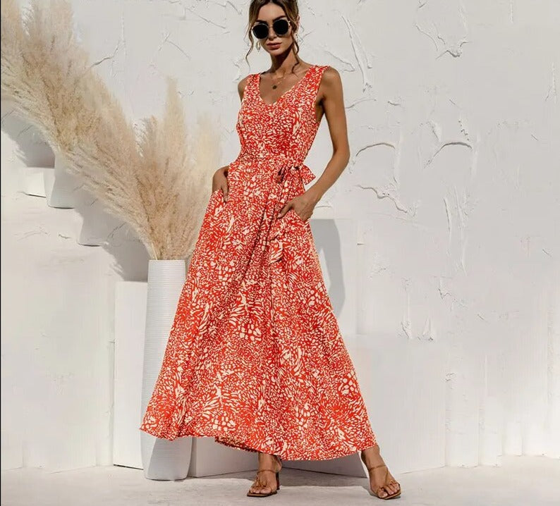 Robe bohème à imprimé léopard pour femmes Hally